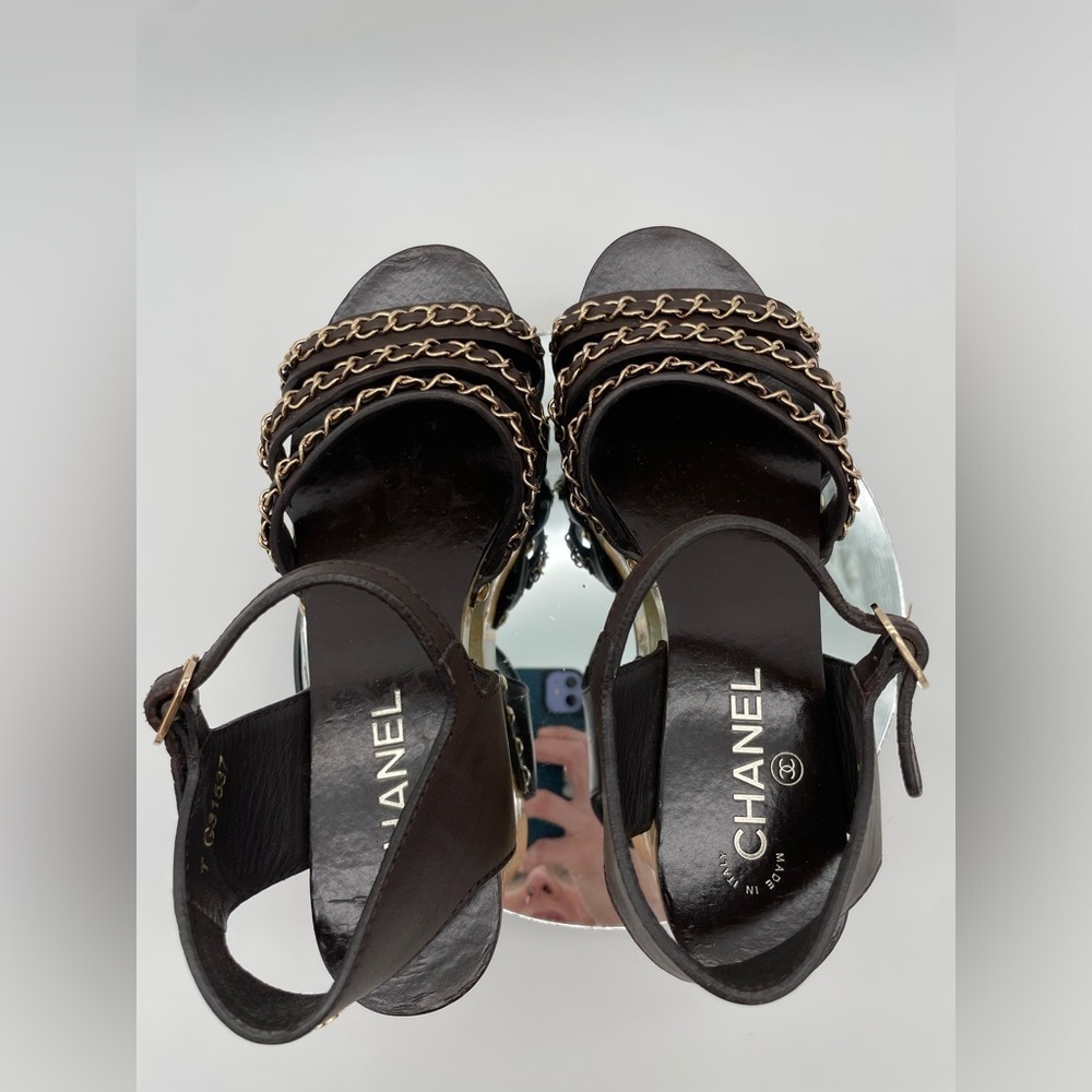 CHANEL chain platform sandals size 39 8 8.5 9 - Picture 5 of 13